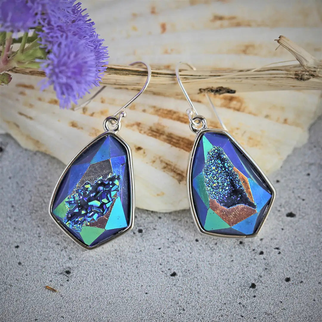 Blue Druzy Earrings