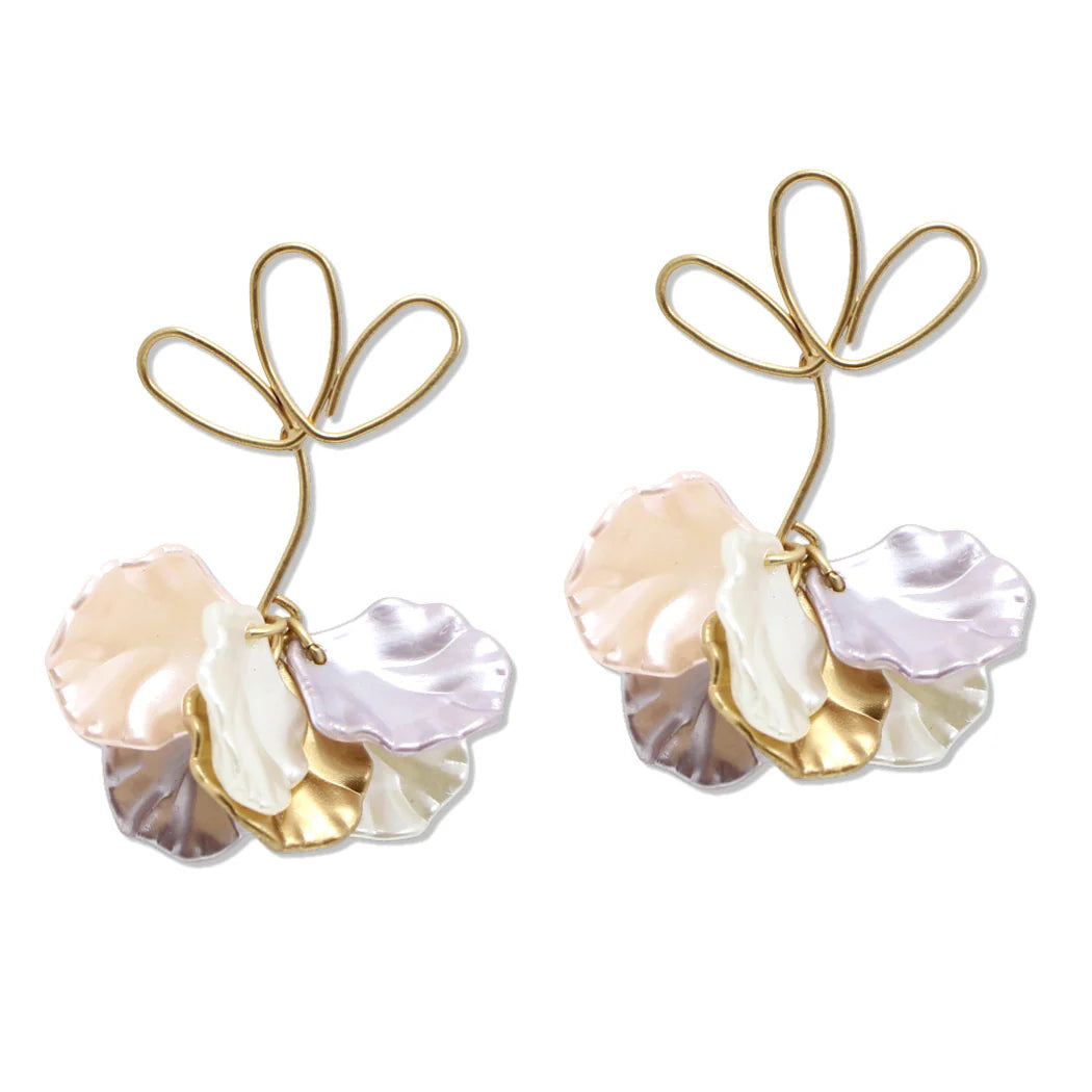 Freshwater Pearl Flower Petal Dangle Earrings