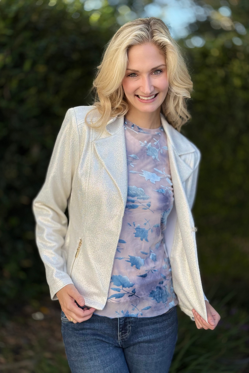 Women’s tailored blazer with gold detail by Frank Lyman