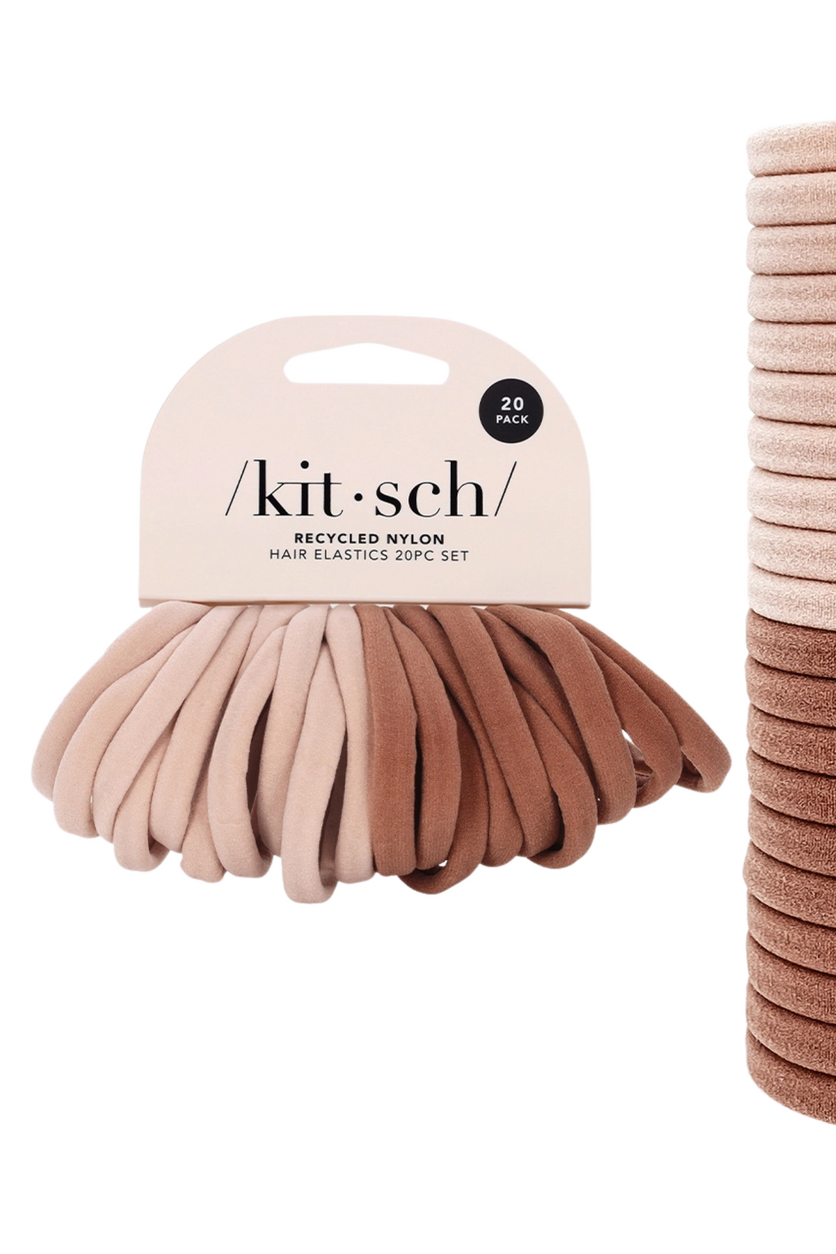 /kit·sch/ Eco-Friendly Recycled Nylon Hair Ties – Blush (20pc Set)