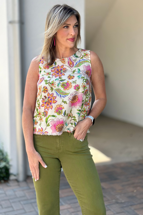 Liverpool Pink Multi Floral Sleeveless Top