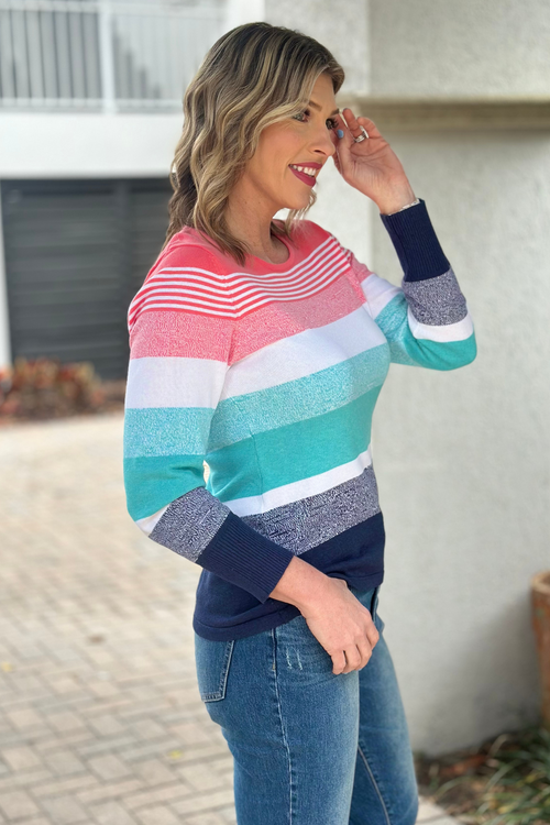 Marble Scotland Hannigan Striped Ombre Sweater Top