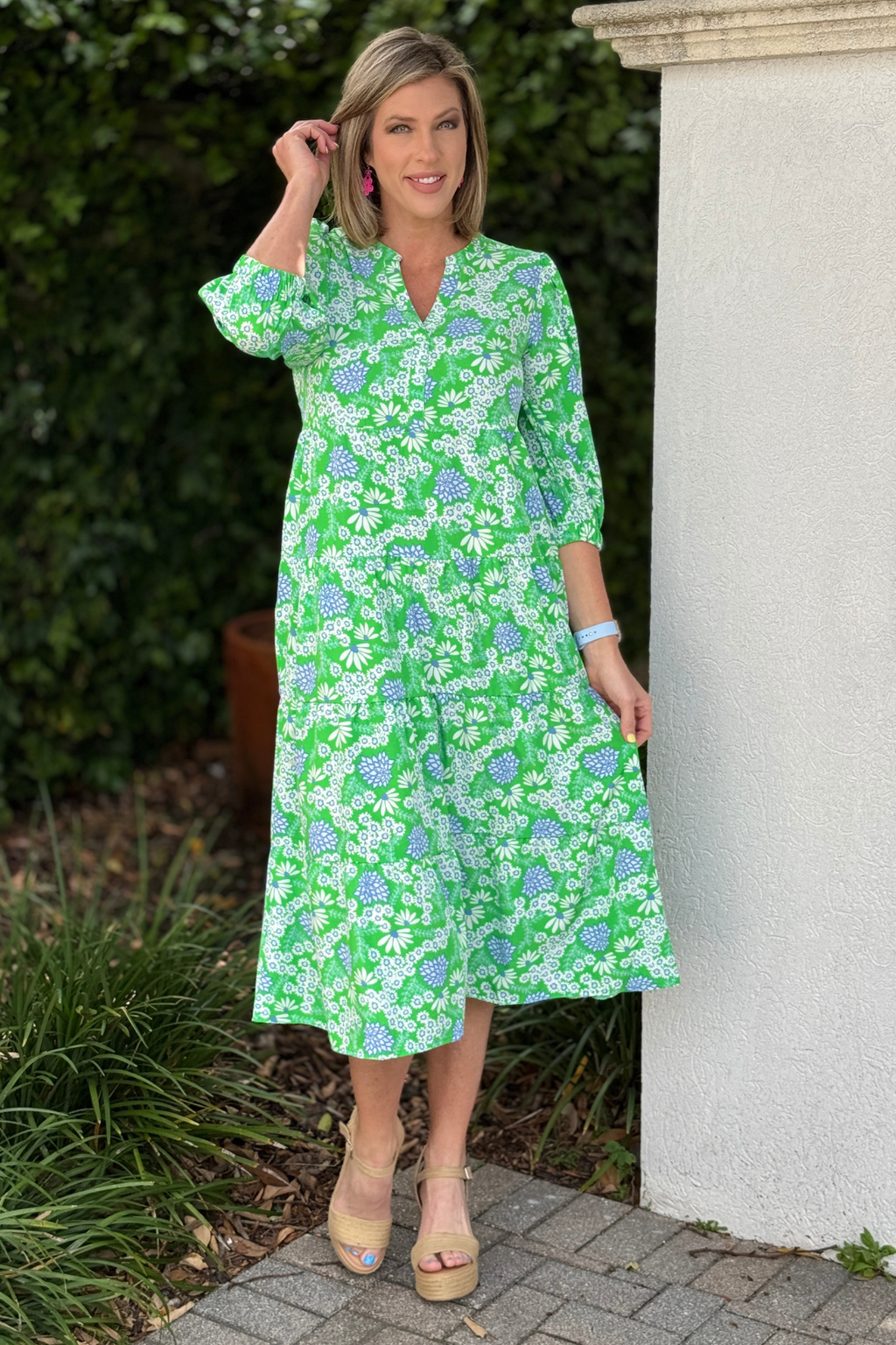 Green Daisy Midi Dress with Pockets | Feminine Spring Dress – Women's  Clothing Boutique