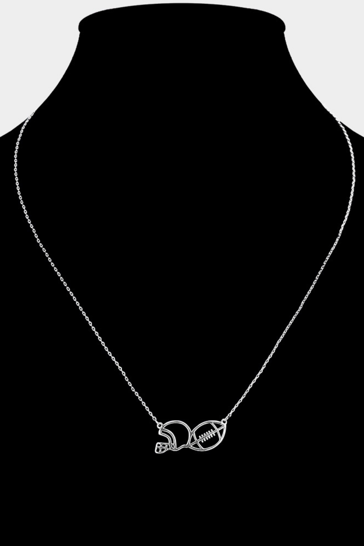 Brass Metal Football Helmet Ball Pendant Necklace