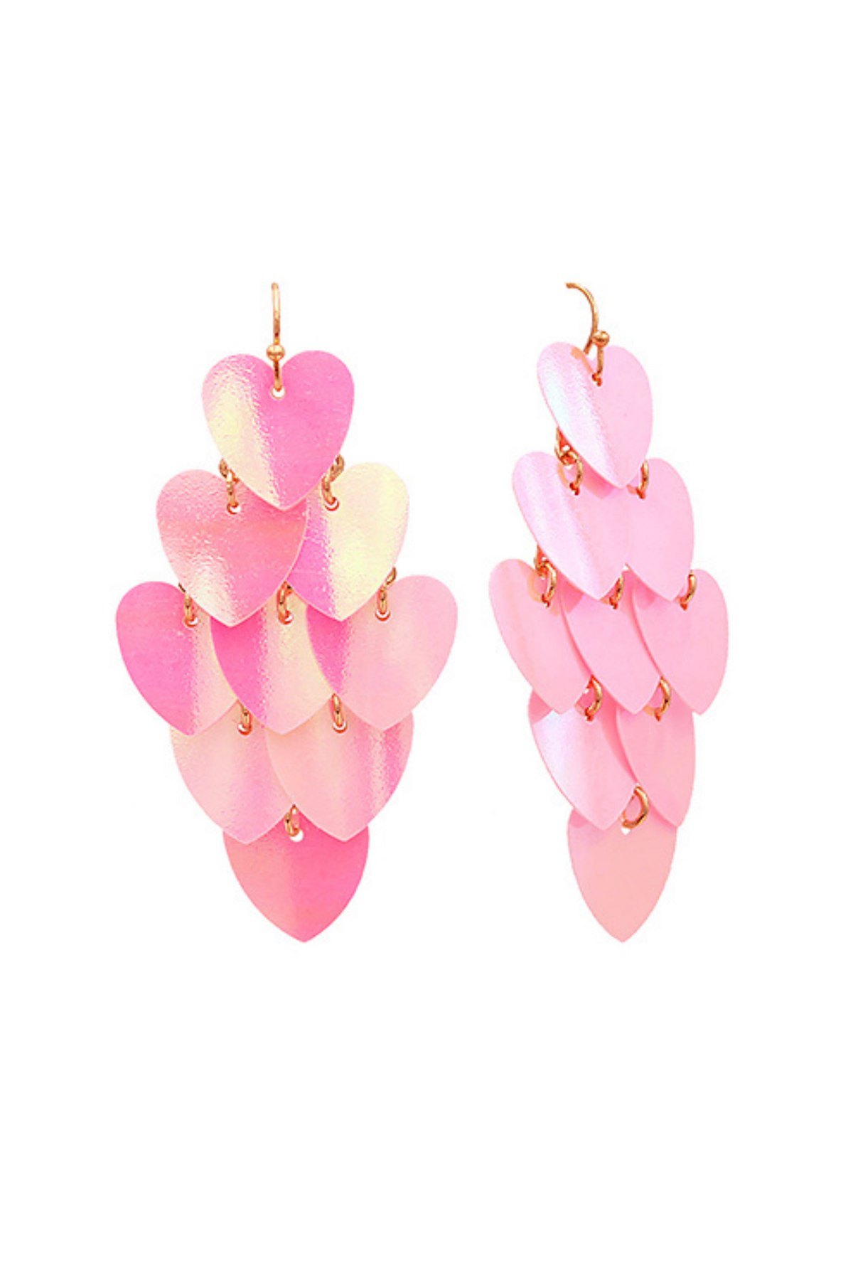 Sequin Heart Chandelier Earrings
