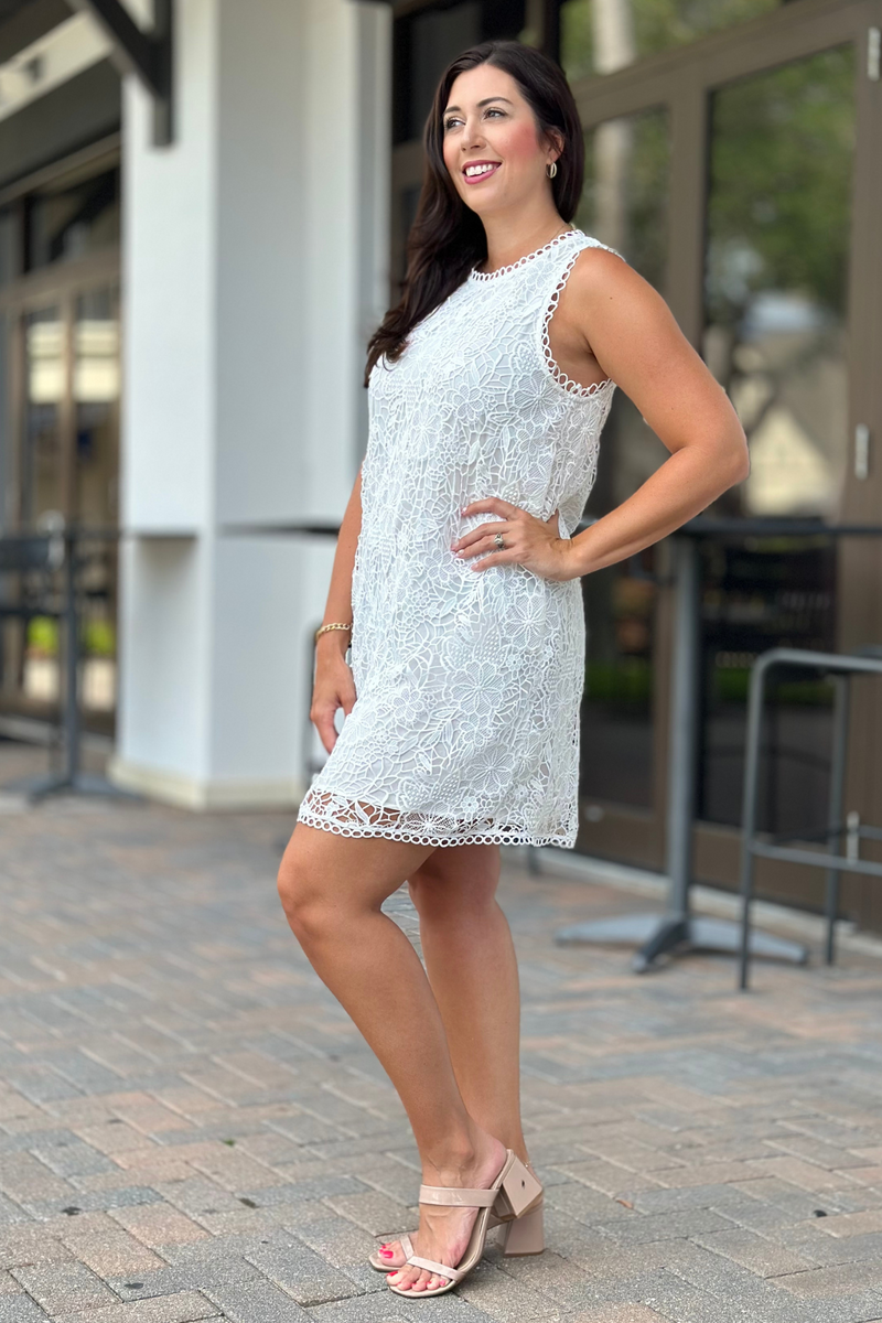 Enchanted By Your Love Eyelet Sleeveless Dress