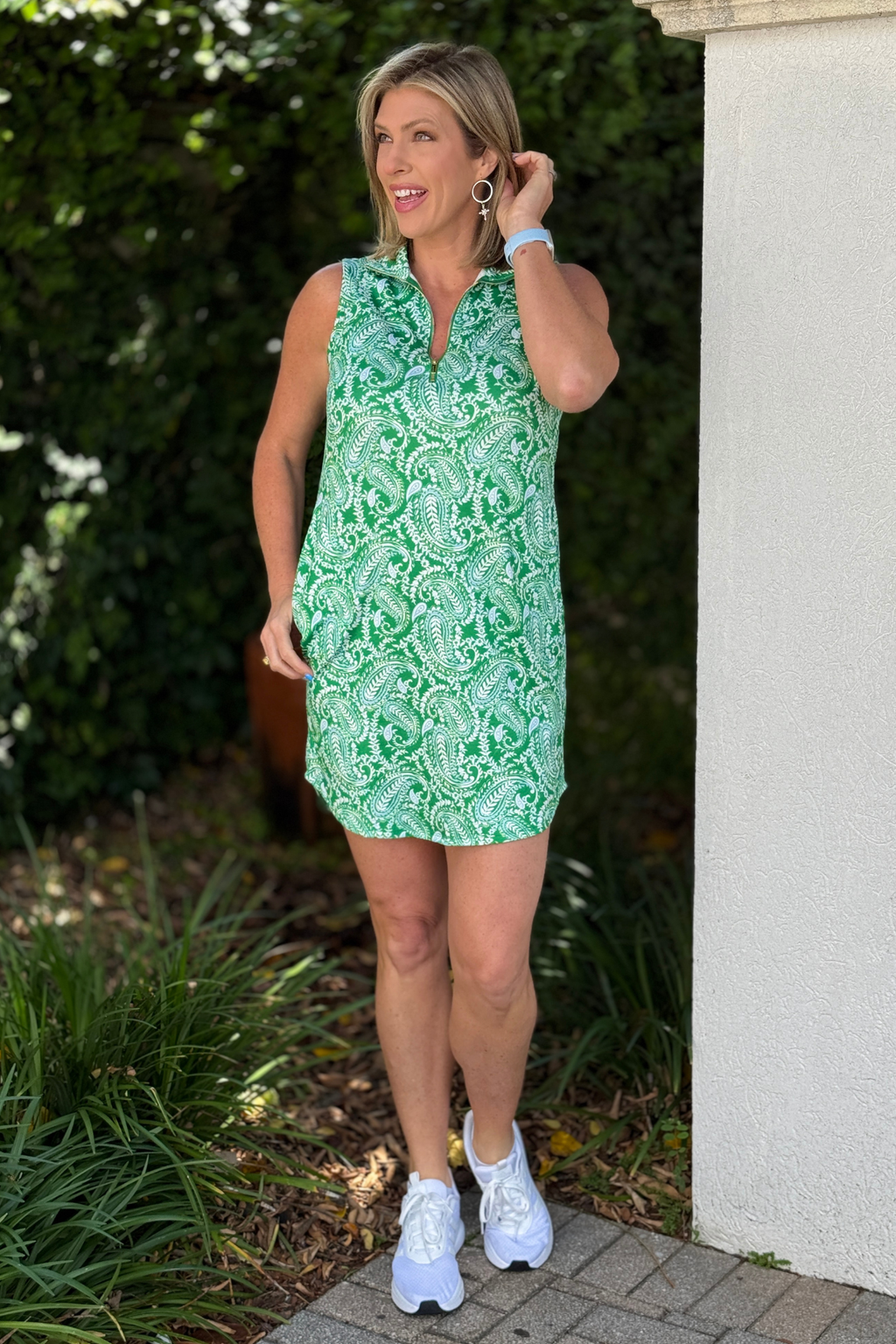 Wrinkle-Free Sleeveless Tennis & Golf Dress in Emerald Paisley | TPN Collection Women's Clothing Boutique | The Pink Nickel Wrinkle-Free Sleeveless Tennis & Golf Dress in Emerald Paisley | TPN Collection Women's Clothing Boutique | The Pink Nickel