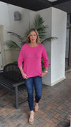 Star Power French Terry Top-Hot Pink