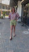 Costa Breeze Paperbag Denim Shorts-Sweet Pea