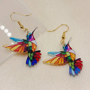 Rainbow Hummingbird Drop Earrings