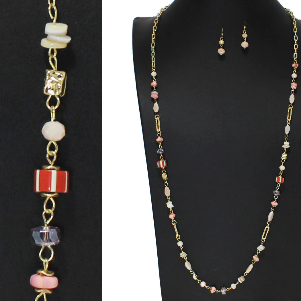 The Blush Pop Mixed Resin Beaded Necklace Set