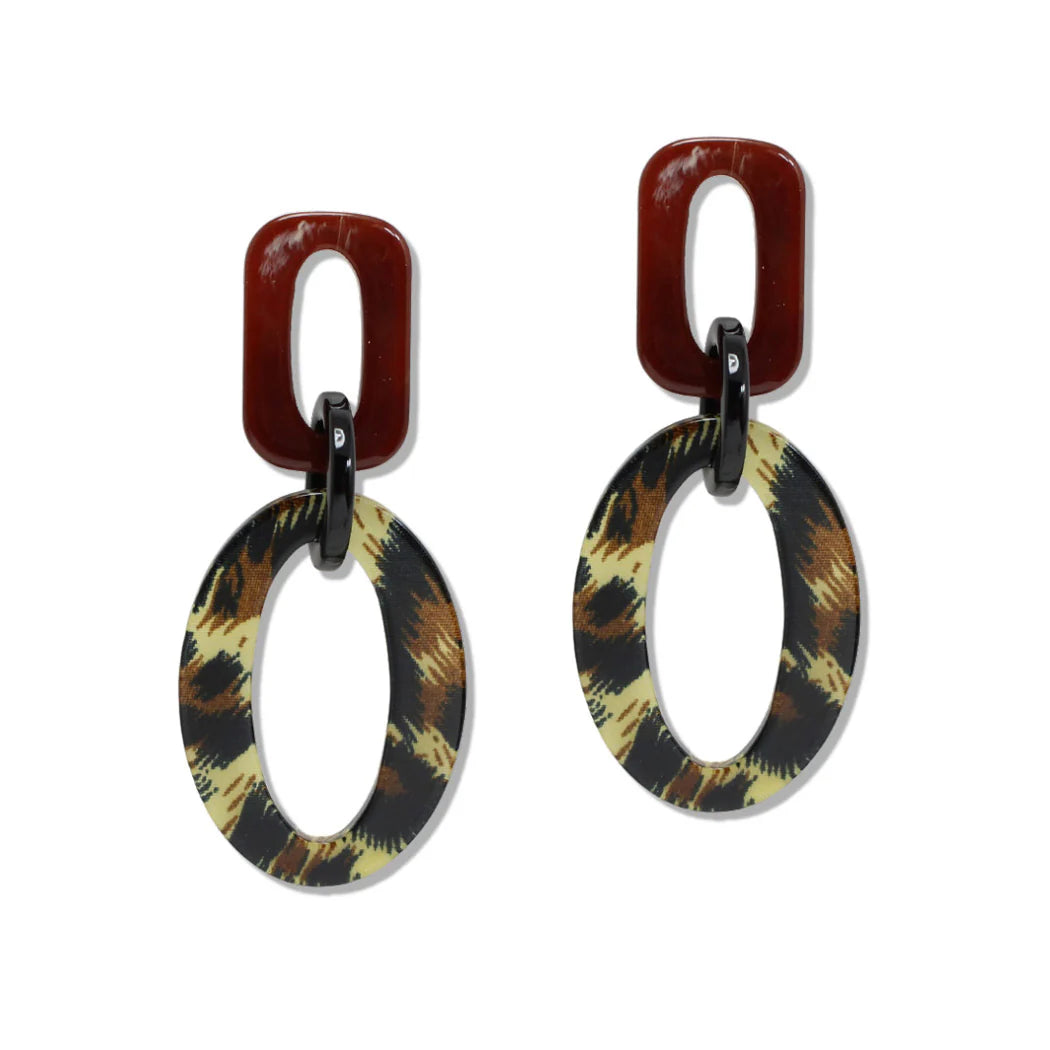 The Wild Statement Oval Earrings – Leopard Mix