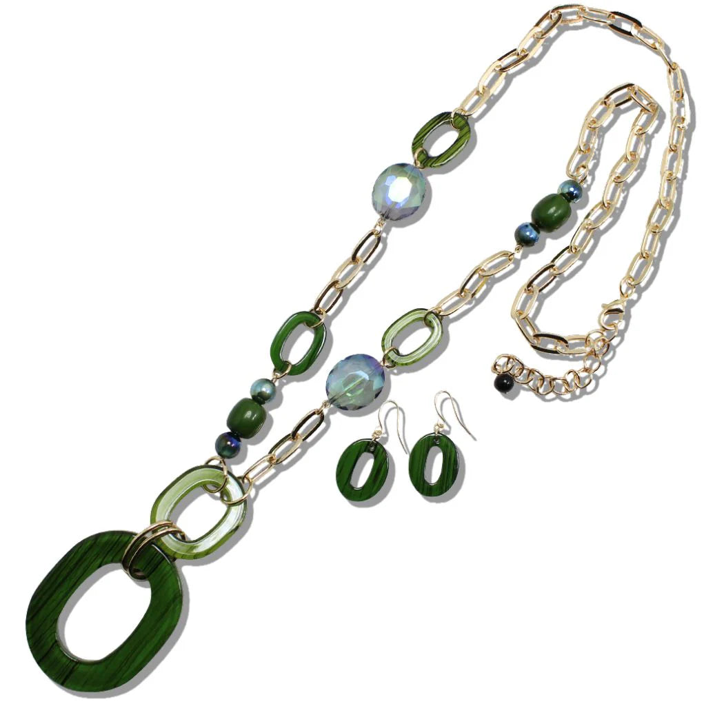 The Bold Harmony Oval Beaded Necklace Set