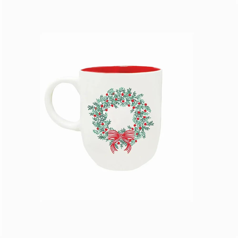 Mary Square Wreath and Ribbon Christmas mug