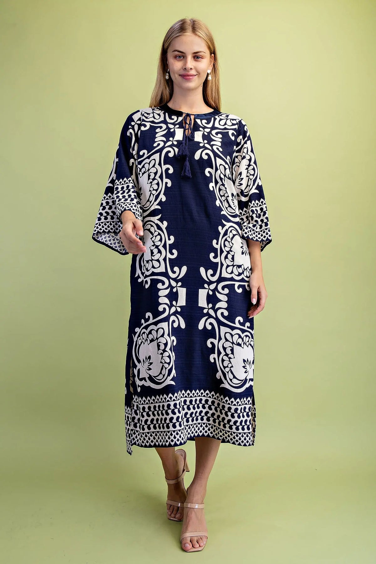 PRE-ORDER The Navy Medallion Tassel Dress