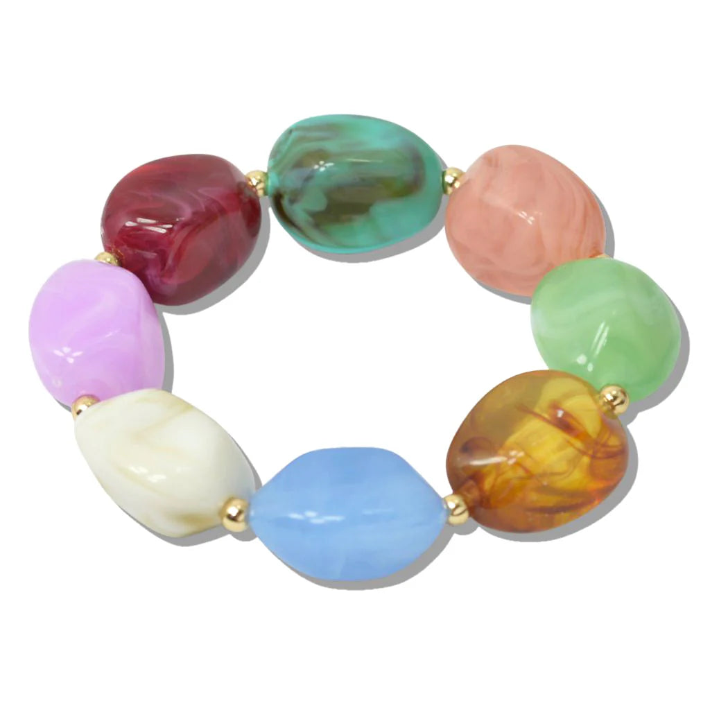 GEOMETRIC RESIN BEAD STRETCH BRACELET