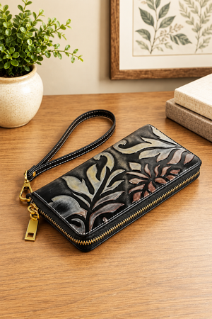 Odessa Tooled Leather Wristlet Wallet