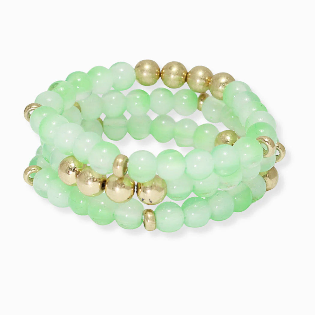 BALL BEADED MULTI LAYERED STRETCH BRACELET