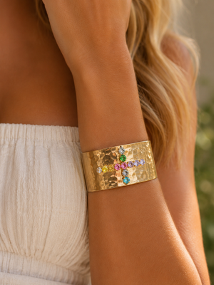 Jewel Tone Cross Cuff Bracelet