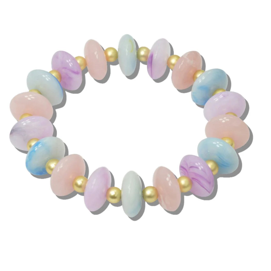 MARBLED RESIN DISC STRETCH BRACELET