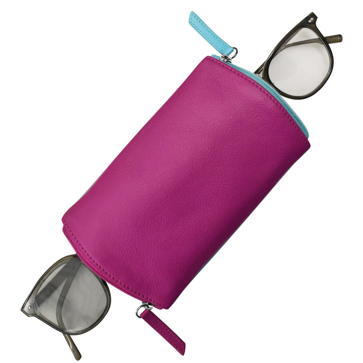 Two Tone Double Zip Eyeglass Case