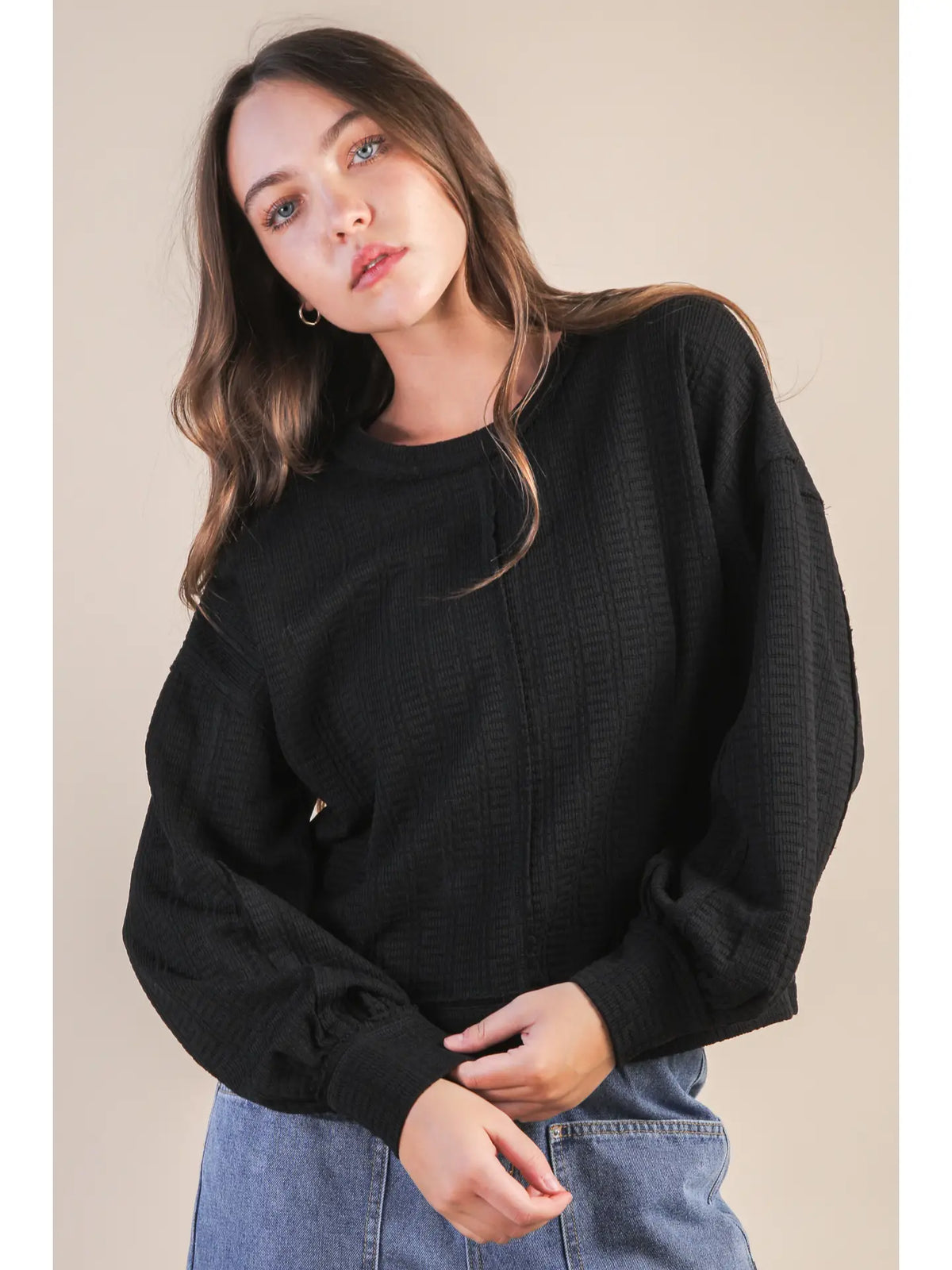 The Midnight Ease Textured Knit Top