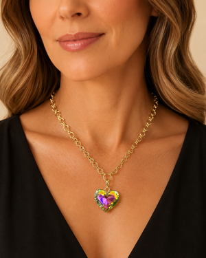 Iridescent Heart Magnetic Charm Necklace
