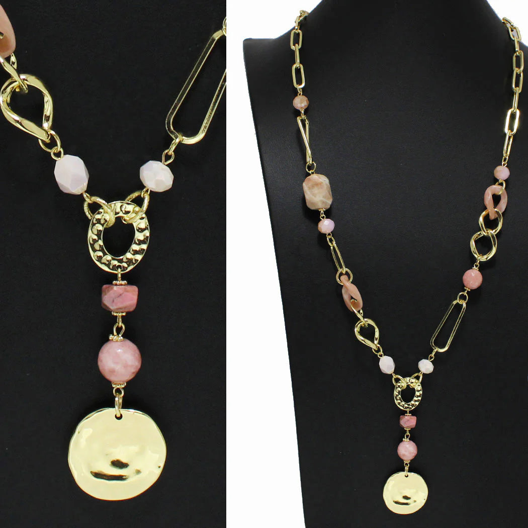 The Blushing Belle Semi Precious Stone Charm Necklace