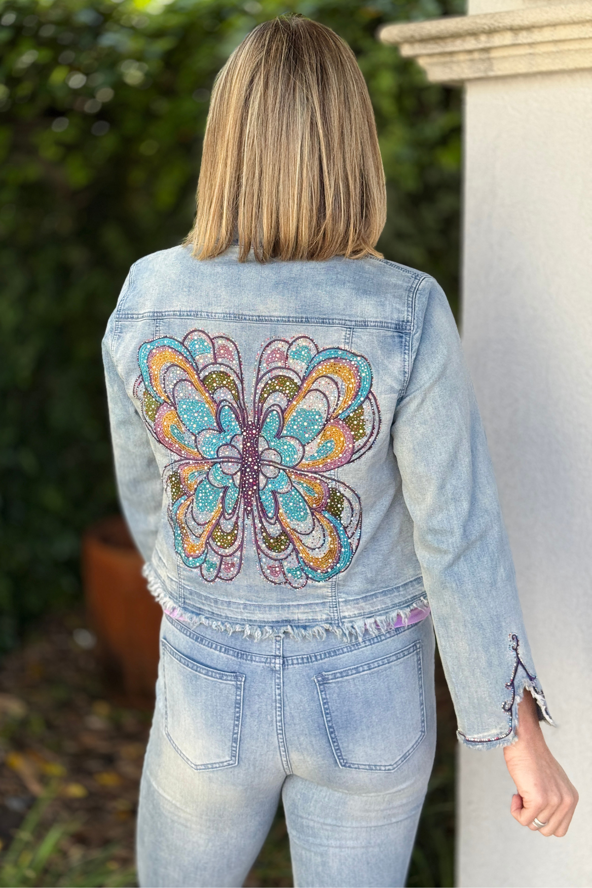cropped denim jacket with embellishment
