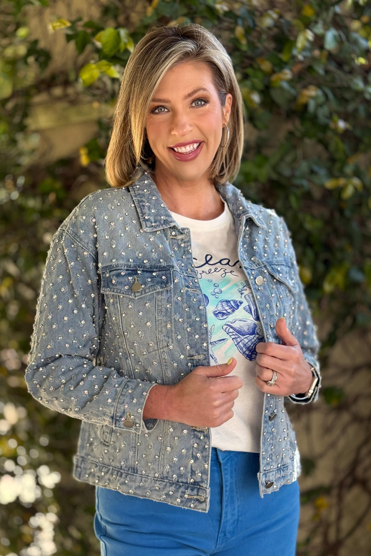 back view plain denim jacket oversized fit