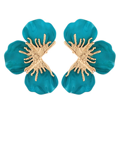Teal Blossom Statement Earrings