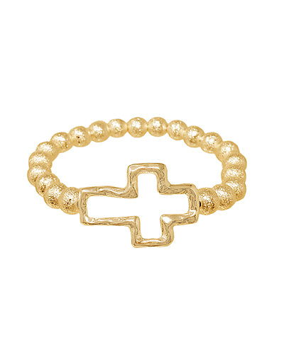 Cross And Textured Metal Ball Bracelet