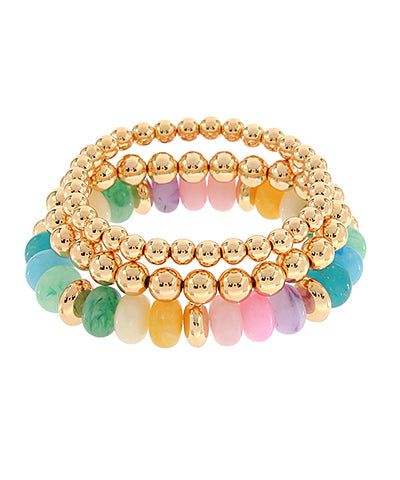 3 Row Marble And CCB Bead Bracelet