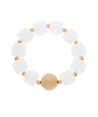 Ball Accent Dia Cut Acrylic Bead Bracelet
