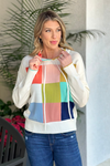 APNY Square Color-Block Knit Sweater Hoodie