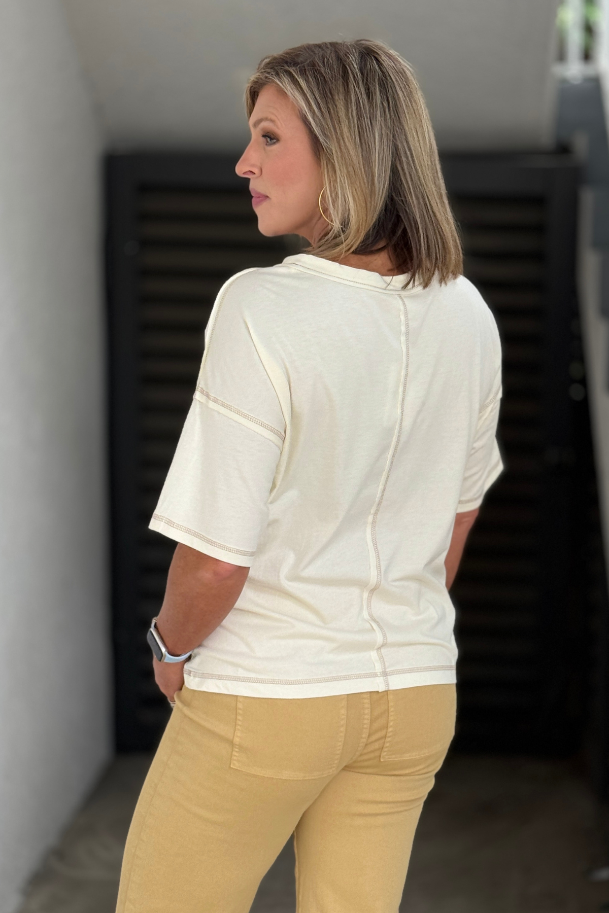 Oversized raw edge mineral washed boutique top