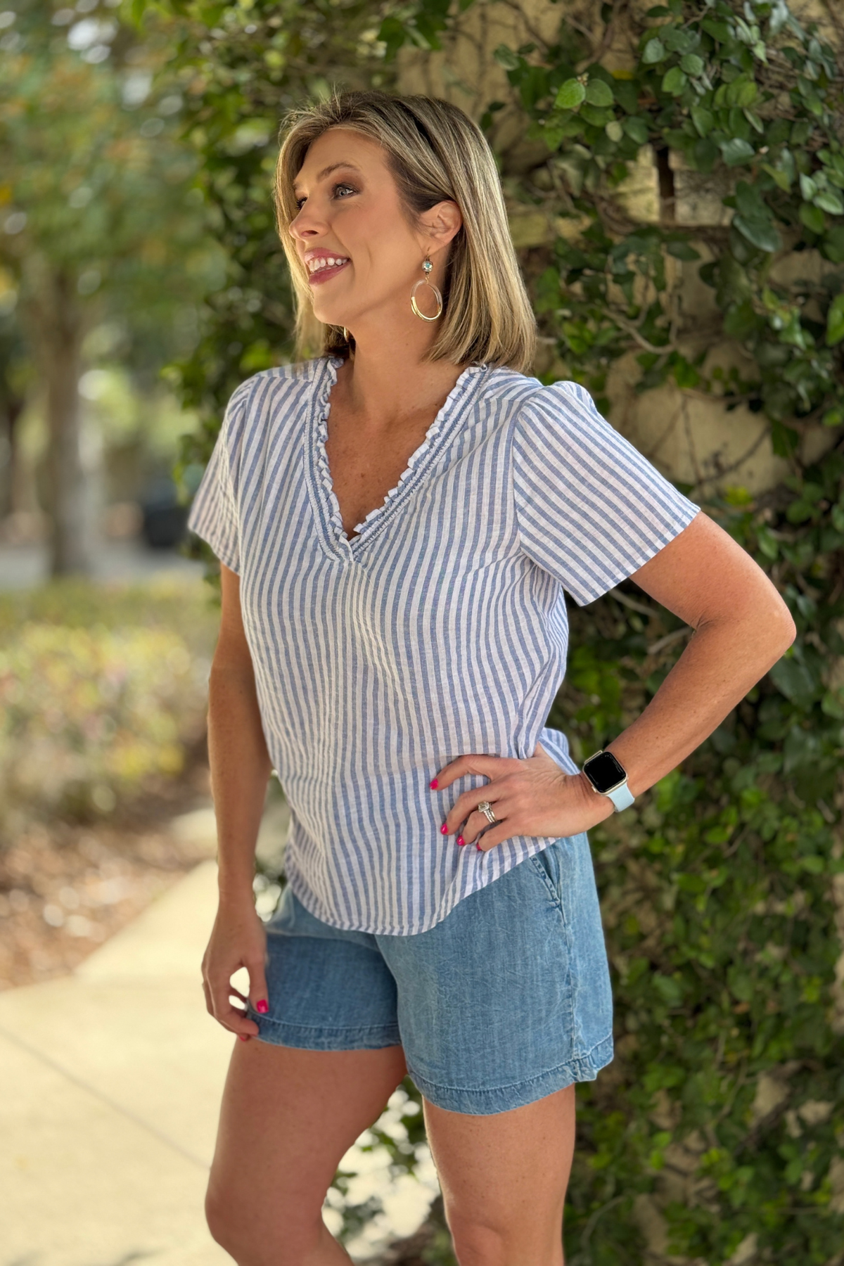 breezy linen cotton striped blouse women
