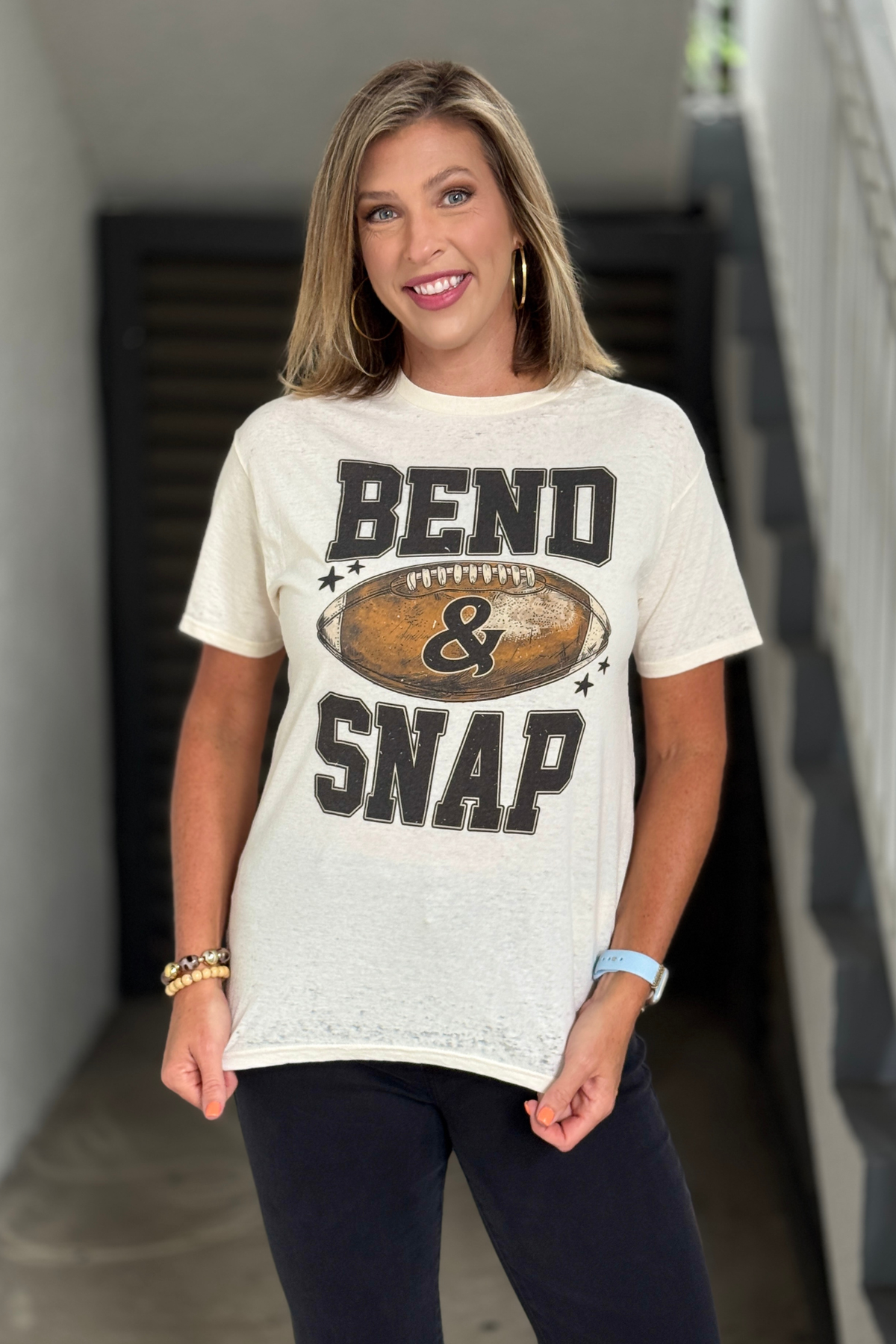 Women's vintage burnout football t-shirt