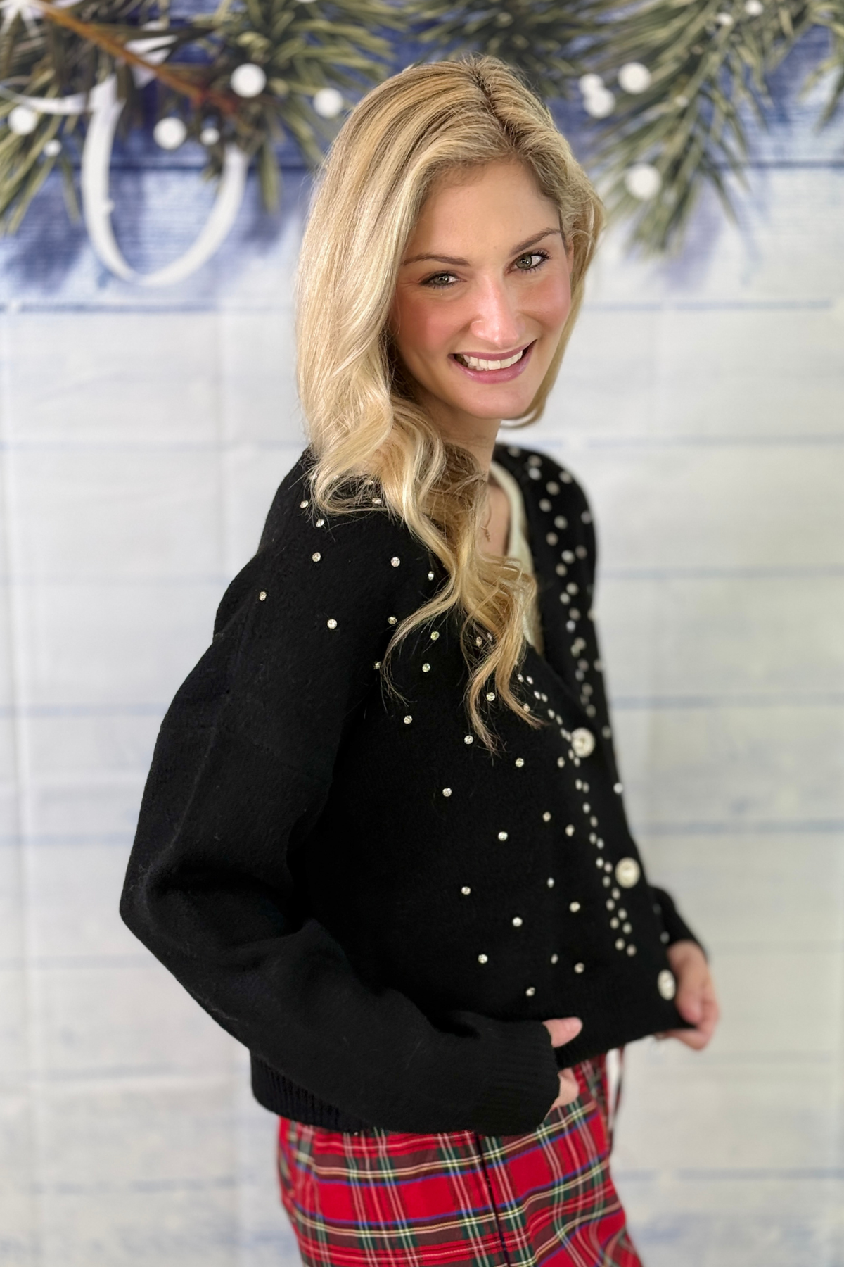 Women’s black holiday sweater cardigan Christmas 2026