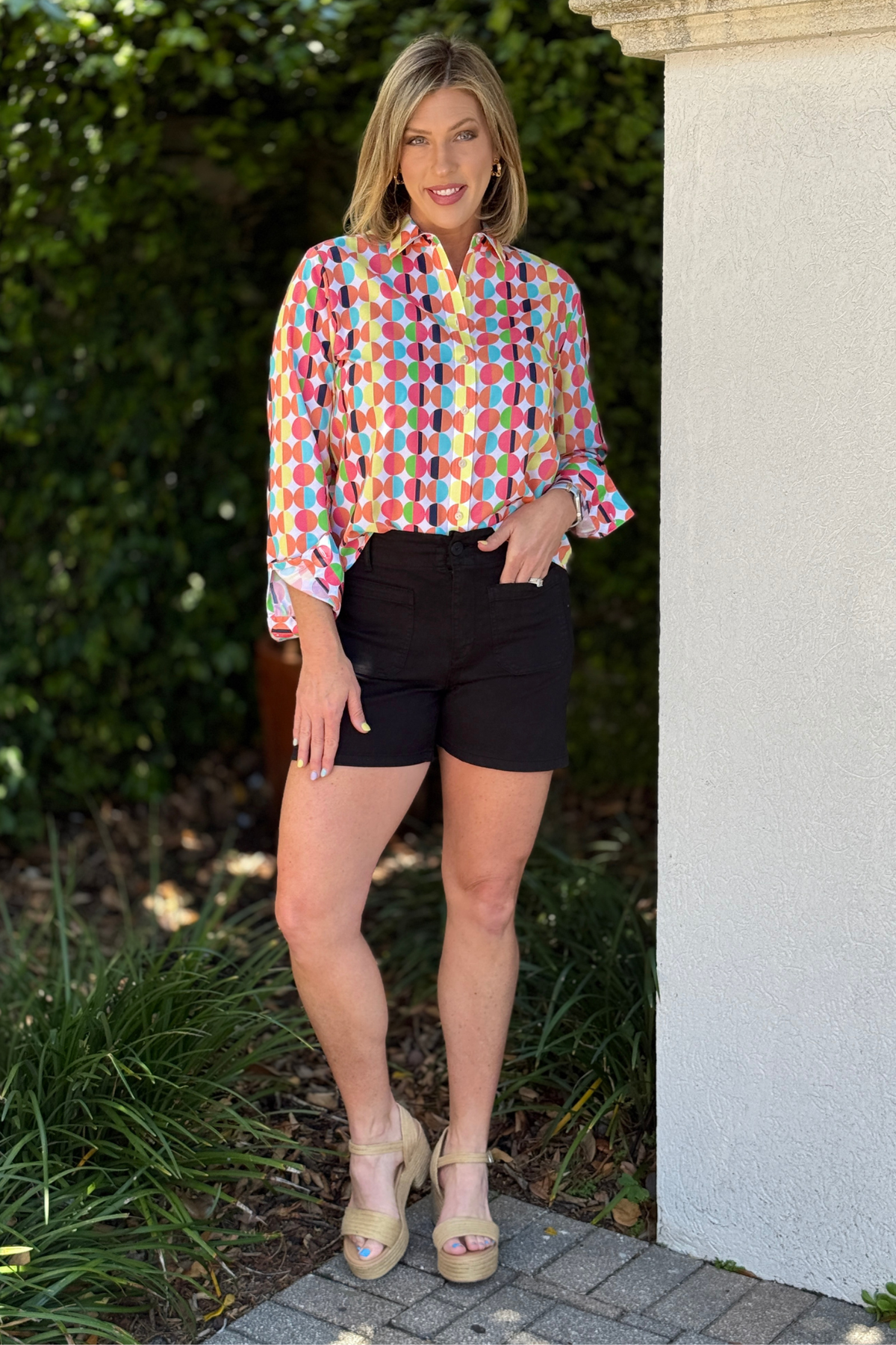 Charlie B black shorts with patch pockets