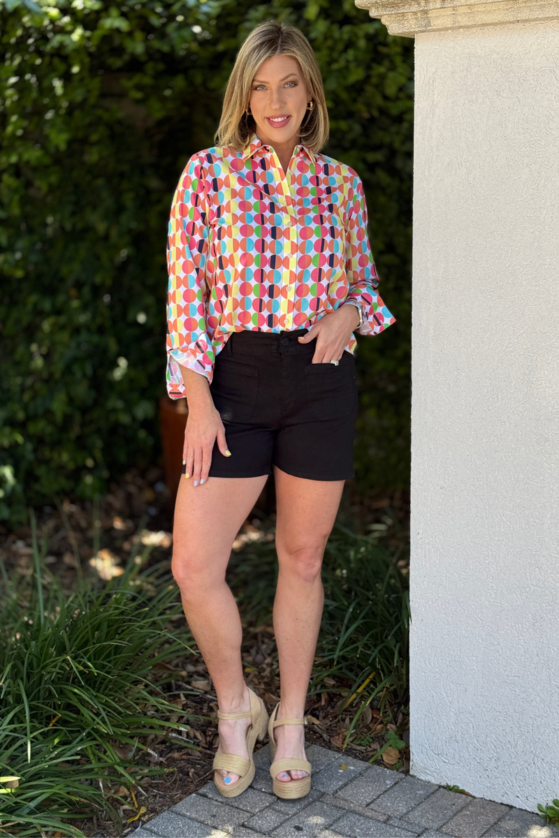 Charlie B black shorts with patch pockets