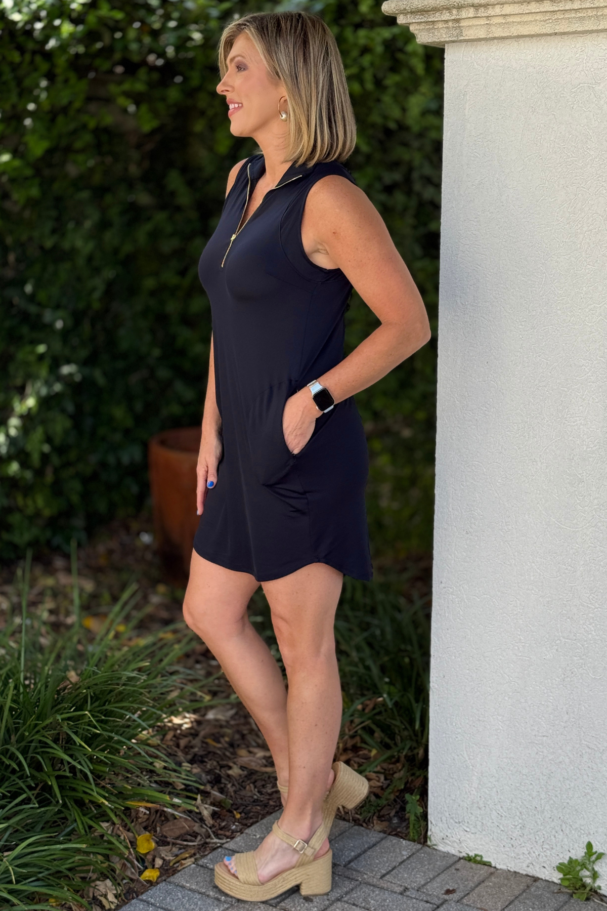 Black Zip-Up Sport Dress | Sleeveless Tennis & Golf Dress – Women's Clothing Boutique