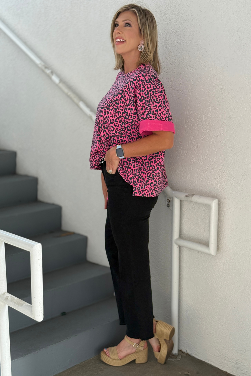 Stretch black wide leg denim for women