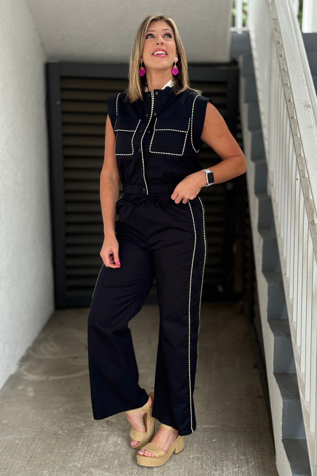 Boutique matching set with contrast trim