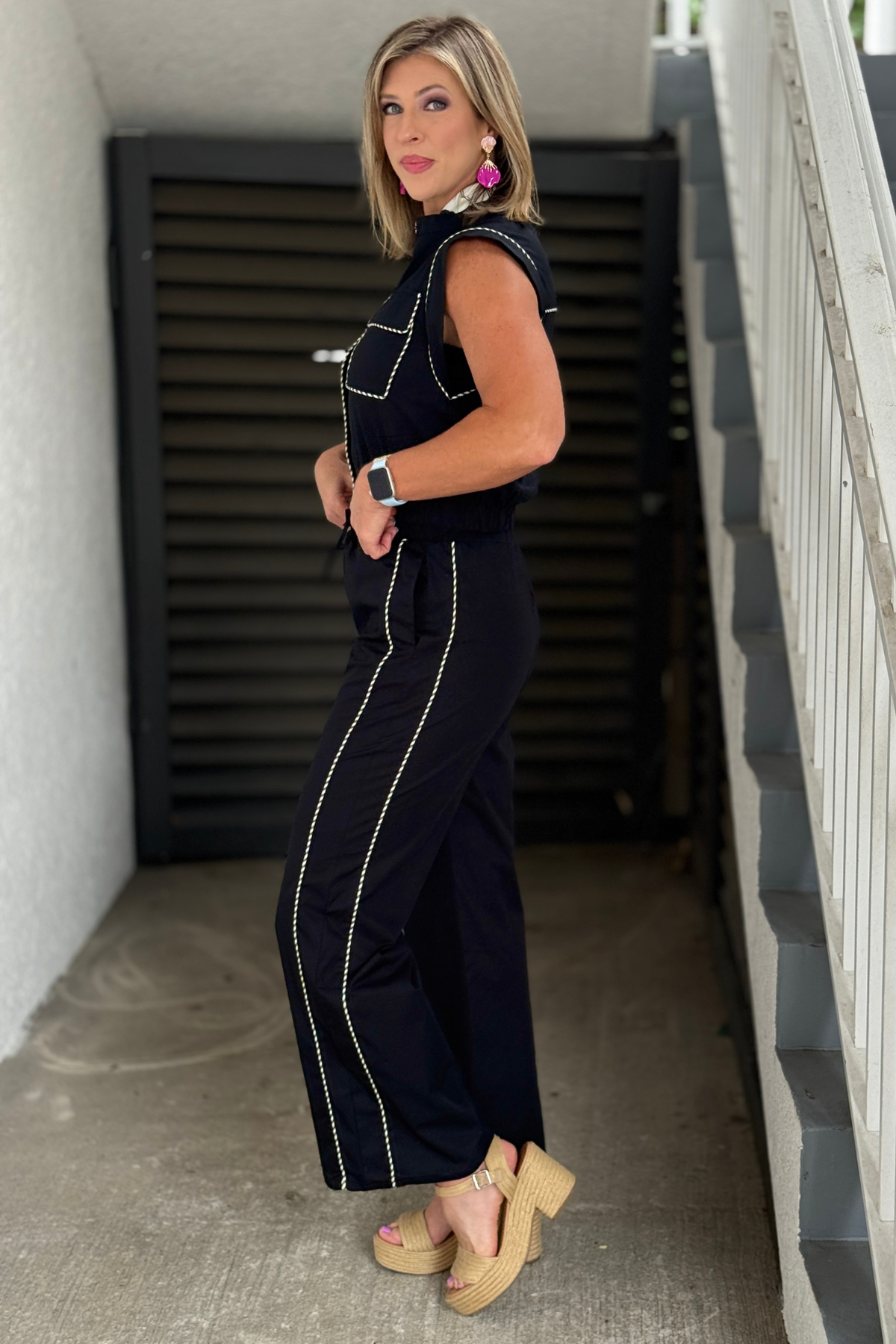 Chic black vest and pant set for women