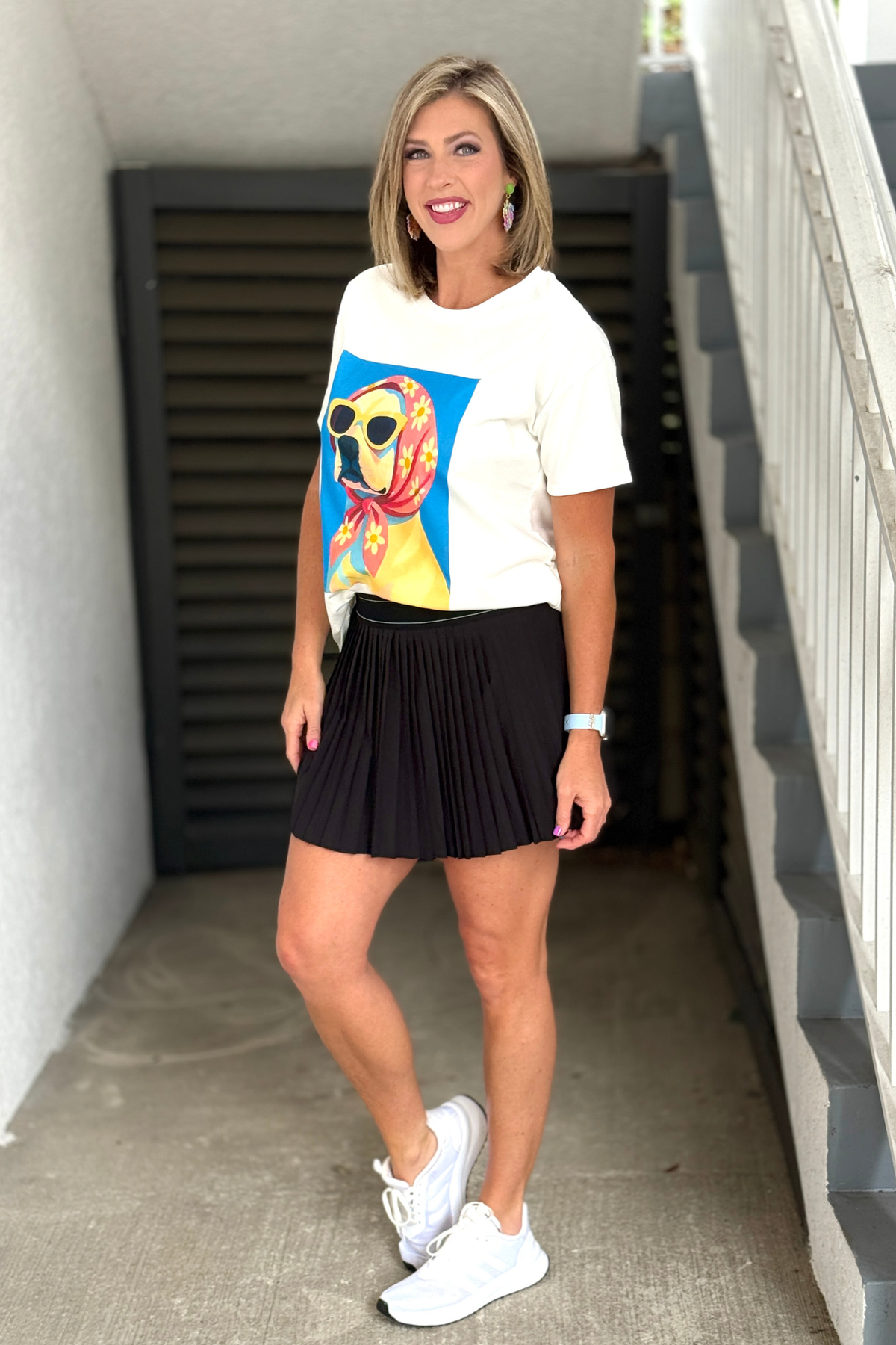 Women's high waisted black tennis skort