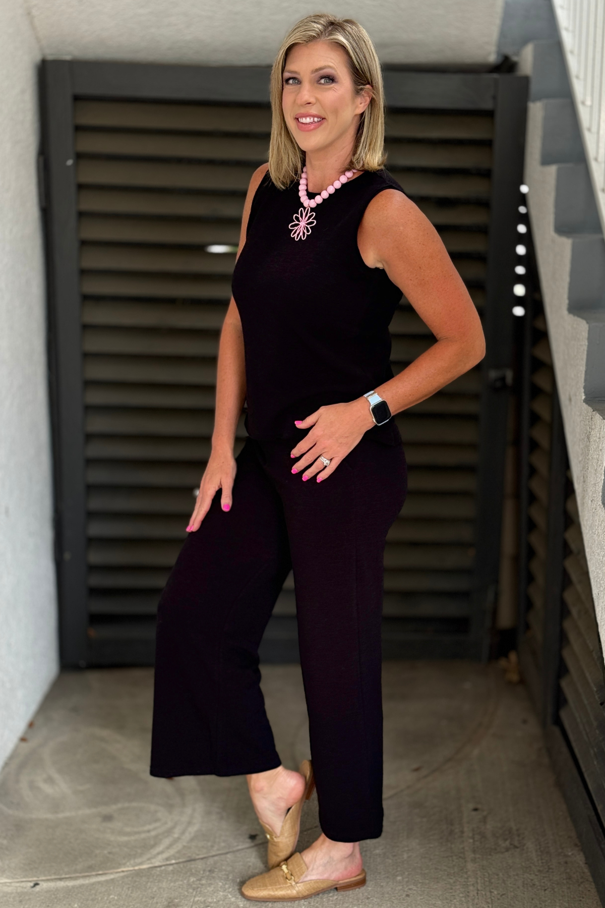 Comfortable black two piece Summer lounge set