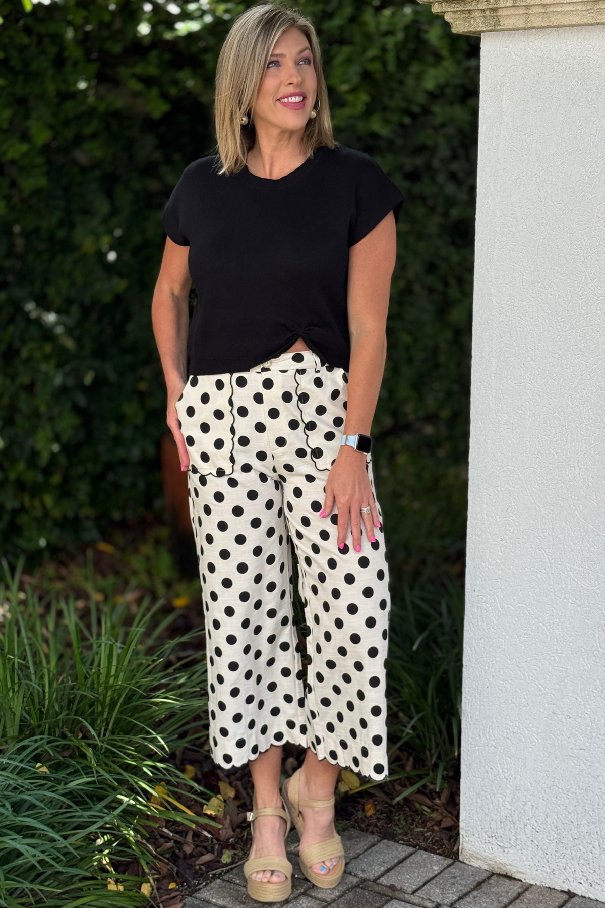 Scallop trim boutique pants for women