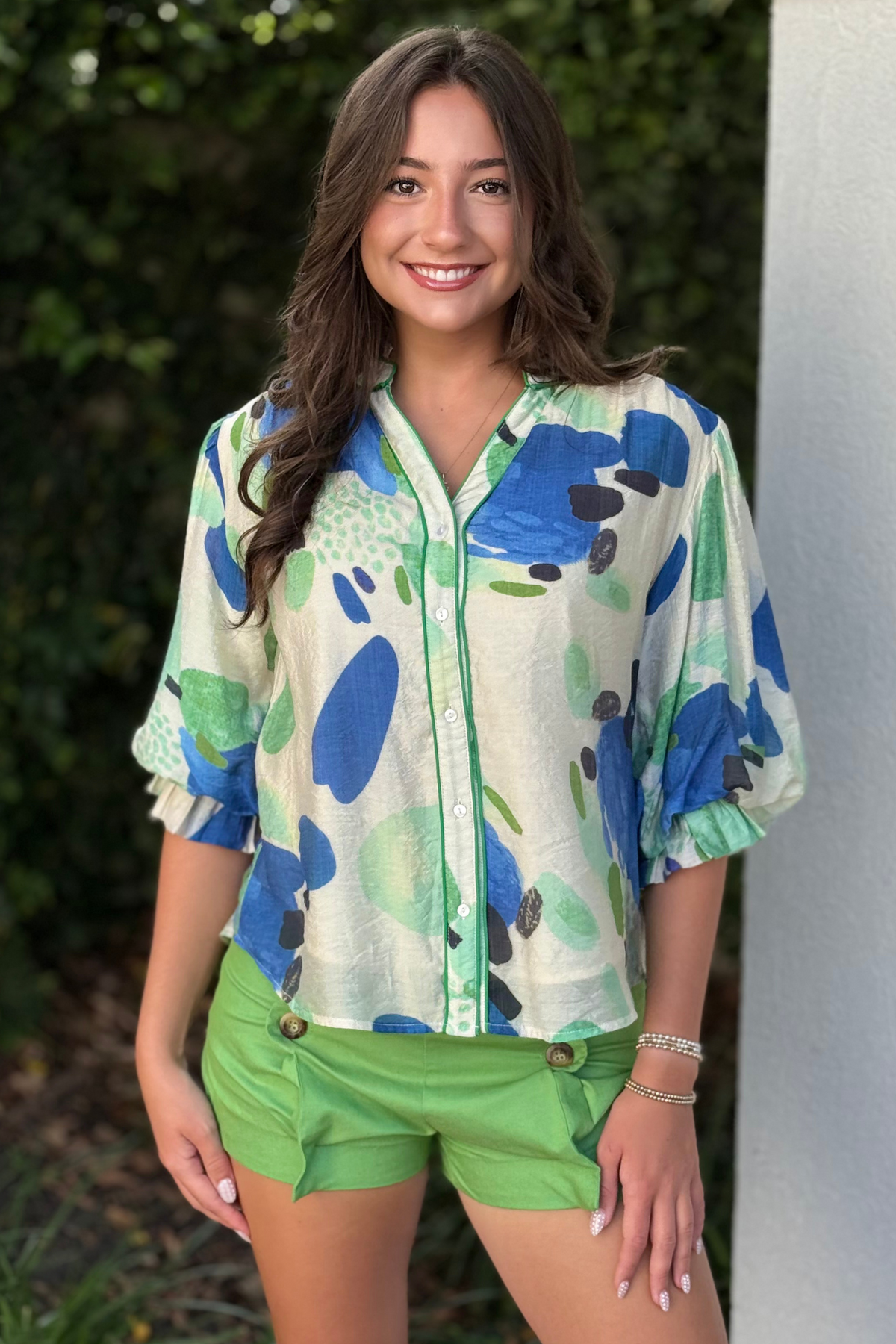 The Jetset Splatter Top in Green