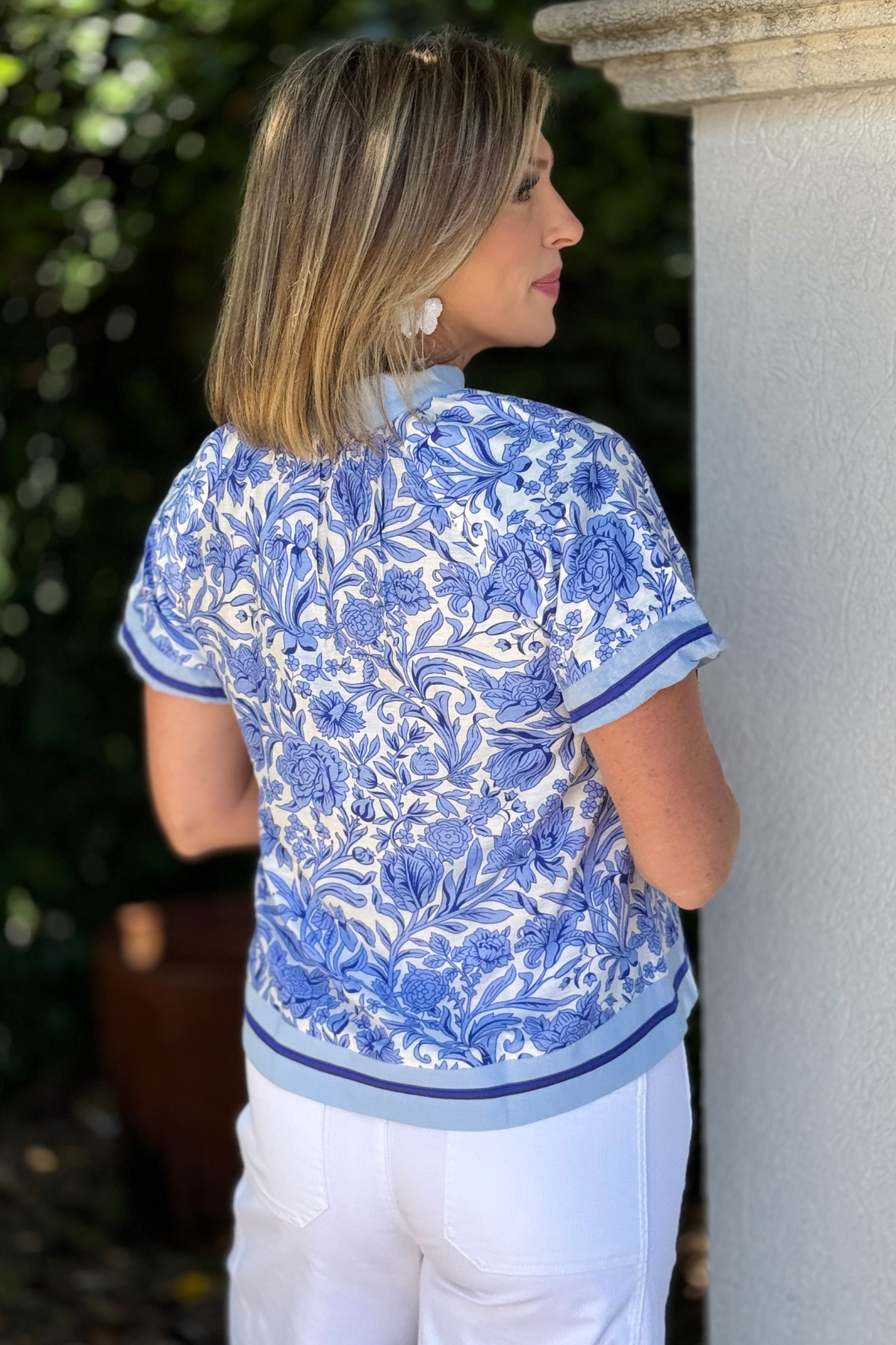 soft blue patterned summer top